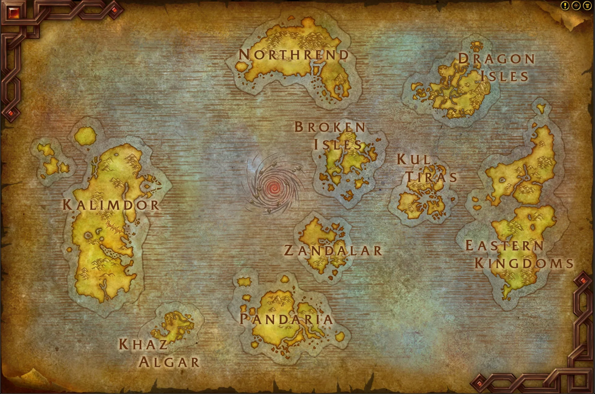 Map of Azeroth with various zones
